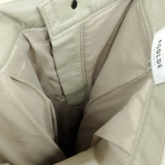 Agolde Minka Cargo Recycled Leather Wide Leg Pants 32 Toast (Tan/Gray/Taupe) - Picture 5 of 16